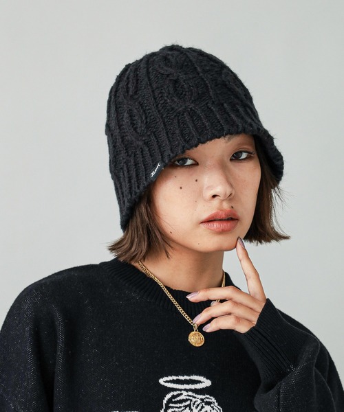 X-girl（エックスガール） 帽子 ハット CABLE KNIT HAT レディース