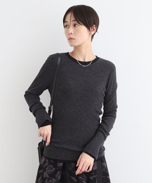ニット セーター 「洗える／ウール混／シアーラメ」ラウンドネックニット レディース INDIVI ニット セーター 「洗える／ウール混／シアーラメ