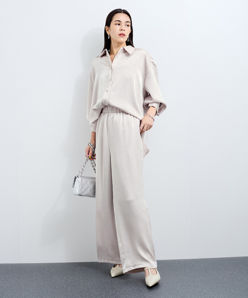 LE CERCLE par rope' パンツ 「セットアップ対応」サテンワイド
