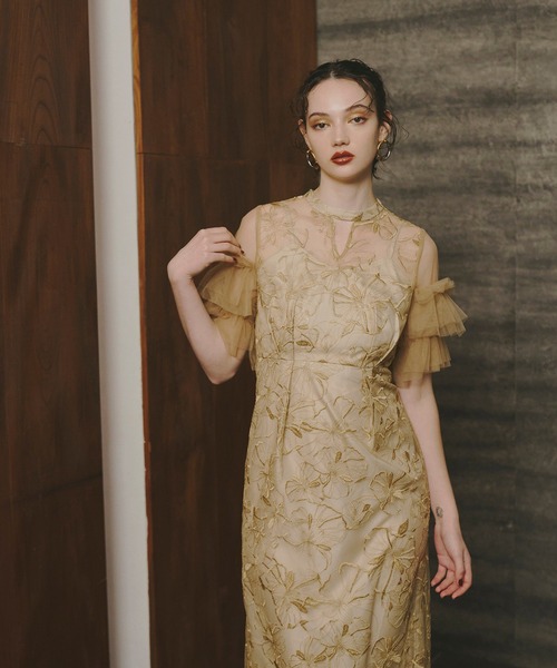 スーツ・フォーマル・ドレス key neck embroidery dress ANDRESD key neck embroidery dress | ANDRESD