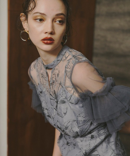 ANDRESD ドレス key neck embroidery dress / キーネックエン ANDRESD ドレス key neck embroidery dress / キーネックエン