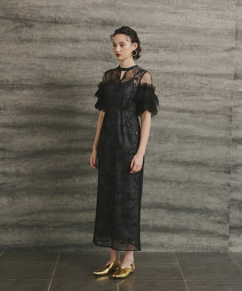 スーツ・フォーマル・ドレス key neck embroidery dress ANDRESD ANDRÉSD key neck embroidery dress key neck embroidery dress