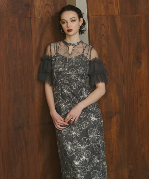 スーツ・フォーマル・ドレス ANDRESD key neck embroidery dress key neck embroidery dress | ANDRESD