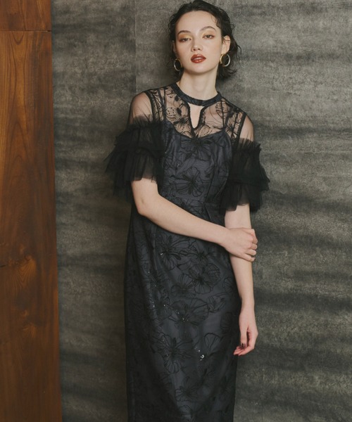 ANDRESD ドレス key neck embroidery dress / キーネックエン ANDRESD ドレス key neck embroidery dress / キーネックエン