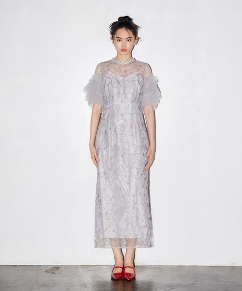 パーティードレス ドレス キーネックエンブロイダリードレス / key neck embroidery dress