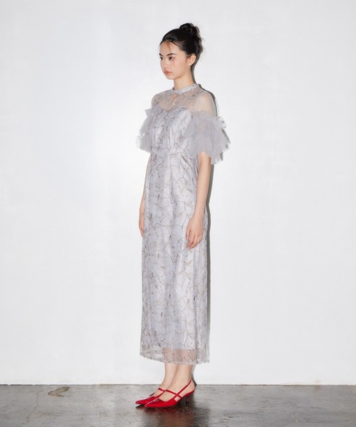 パーティードレス ドレス キーネックエンブロイダリードレス / key neck embroidery dress