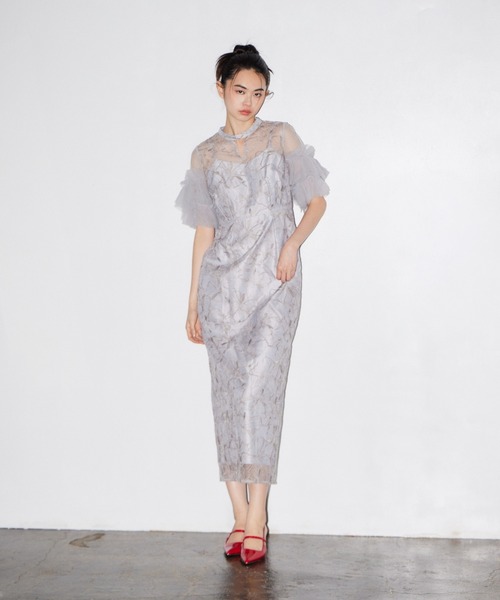 パーティードレス ドレス キーネックエンブロイダリードレス / key neck embroidery dress