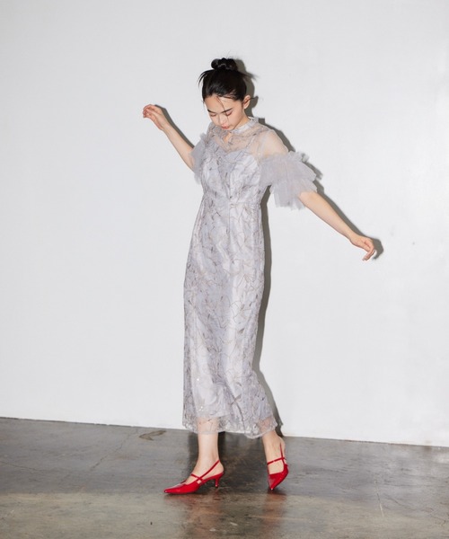 パーティードレス ドレス キーネックエンブロイダリードレス / key neck embroidery dress