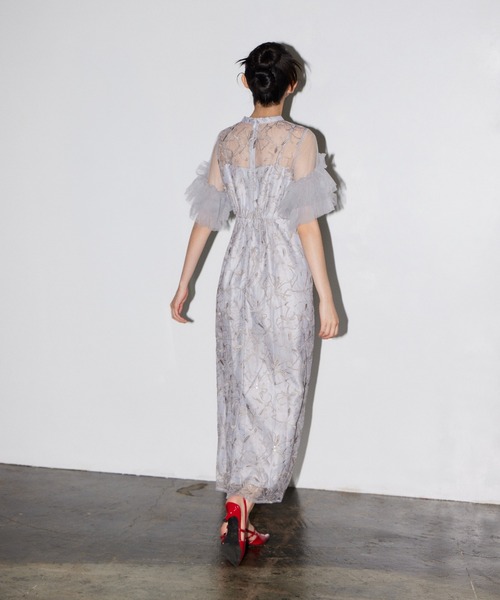 パーティードレス ドレス キーネックエンブロイダリードレス / key neck embroidery dress