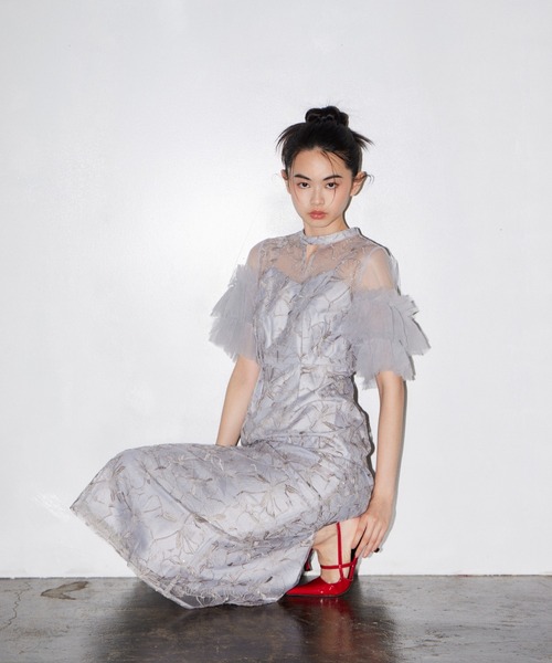 パーティードレス ドレス キーネックエンブロイダリードレス / key neck embroidery dress