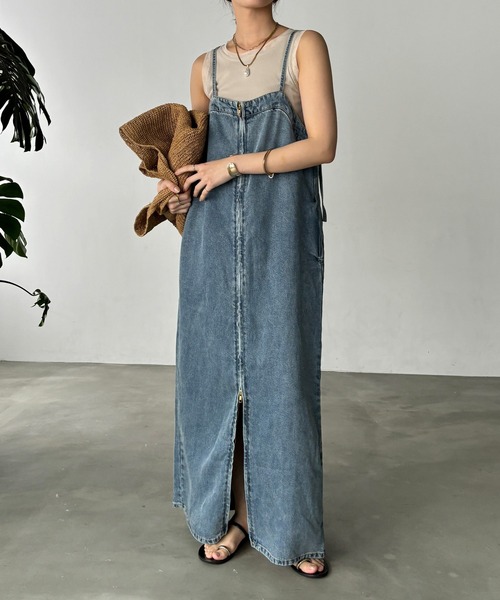 DouDou テンセルデニムジャンスカ　38 ブルー DouDou（ドゥドゥ） ワンピース リヨセルデニムジャンスカ : ZOZOTOWN