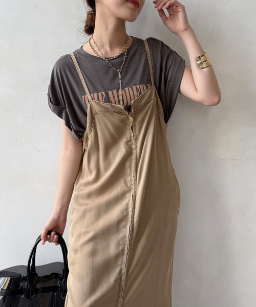 DouDouリヨセルデニムジャンスカ　ブラウン 38 DouDou（ドゥドゥ） ワンピース リヨセルデニムジャンスカ : ZOZOTOWN