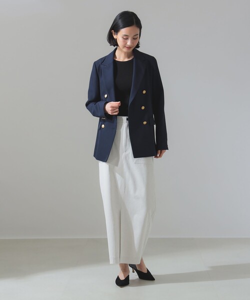 コメント値下げ⭐︎Demi-Luxe BEAMS 紺　ドライギャバジン ジャケット Demi-Luxe BEAMS ドライギャバジンダブルジャケット 金ボタン 紺