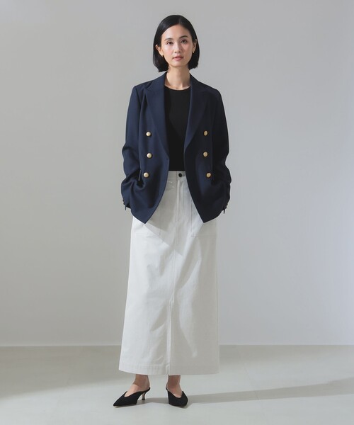 【美品】Demi-Luxe BEAMSドライギャバジン6ボタンダブルジャケット Demi-Luxe BEAMS ジャケット テーラードジャケット ドライ