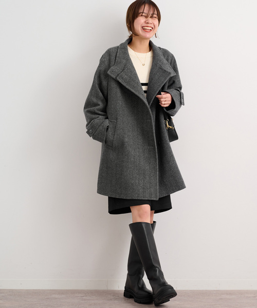 【JOURNAL STANDARD relume】グレー ノーカラー コート M JOURNAL STANDARD relume（ジャーナルスタンダード レリューム