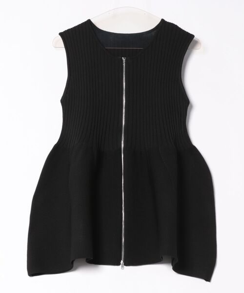 STYLEBLOCK ベスト ジレ ポリウーリーフロントジップペプラム