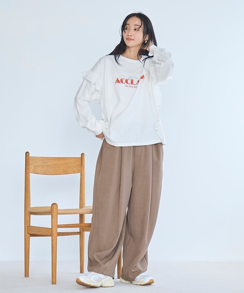 tシャツ ドッキングフリルロンT レディース coen tシャツ フハク ドッキング フリル袖 ロングスリーブT