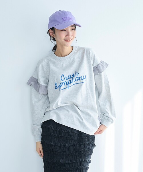 coen tシャツ フハク ドッキング フリル袖 ロングスリーブT