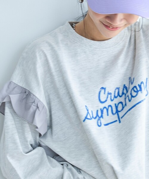 coen tシャツ フハク ドッキング フリル袖 ロングスリーブT