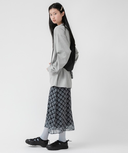HEILIS スカート シアーシフォンチェックスカート/フレア