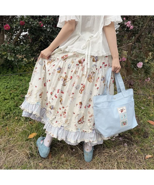 PINK HOUSE スカート スイーツスプリングバニープリントパッチ