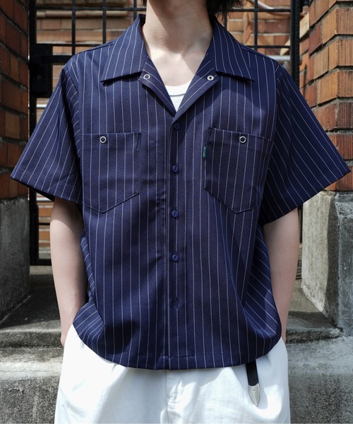 nonnative 24SS シャツ ストライプ 1 オープンカラー Noen シャツ ストライプオープンカラーワークシャツ メンズ