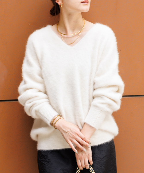 「Rouge vif」 Vネックニット フリー ブルー レディース_画像2