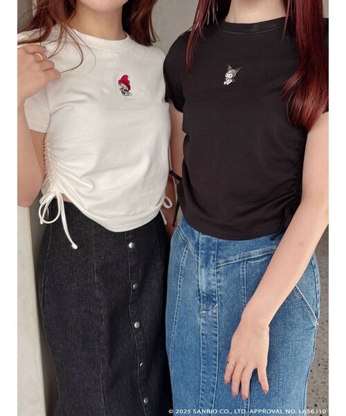 tシャツ 「メロクロコラボ」クロミワンポイント刺繍クロップドTシャツ レディース メロクロコラボ】クロミワンポイント刺繍クロップドTシャツ（T