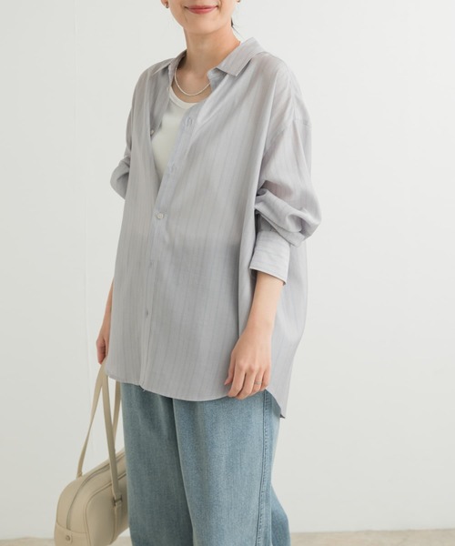 URBAN RESEARCH DOORS ブラウス シャツ カラーストライプルーズ