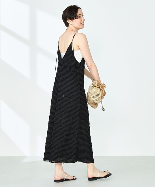 美品♡2023 NOLLEY'S ジャガード コクーンワンピース ネイビー S NOLLEY'S ワンピース ウォッシャブルカットジャガードキャミ