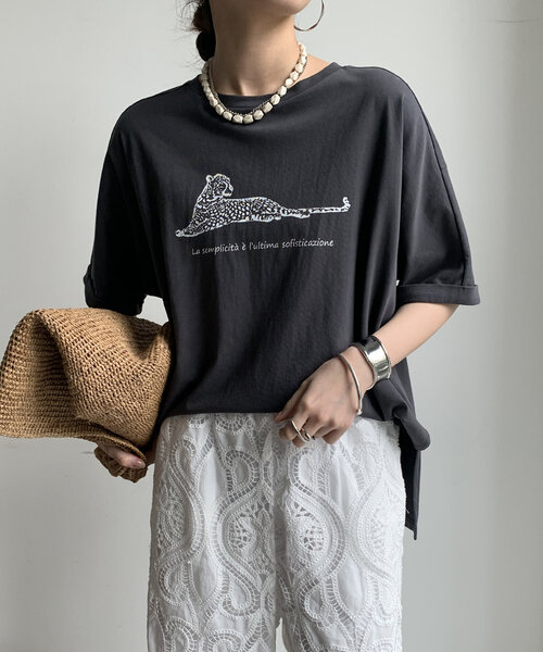 特価商品  DouDou tシャツ 「WEB限定」ジャガープリントTEE レディース トップス