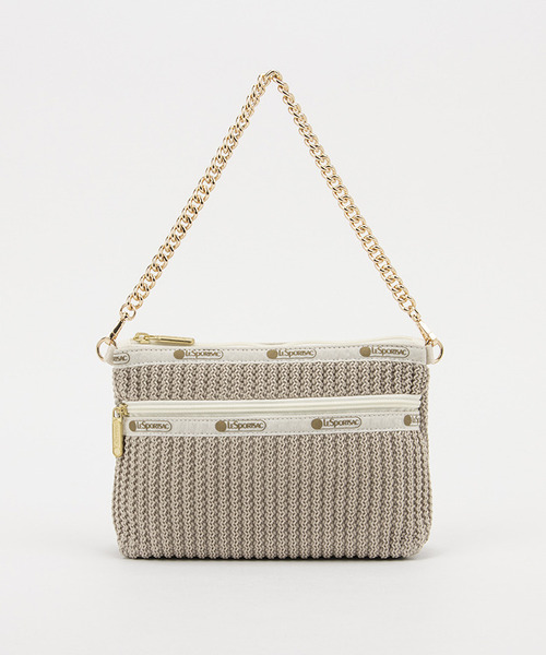 国内直営■LeSportsac*チェーン クロシェ ショルダーバッグ 2way CHAIN CROCHET N/S HOBO ブラッククロシェ（ショルダーバッグ