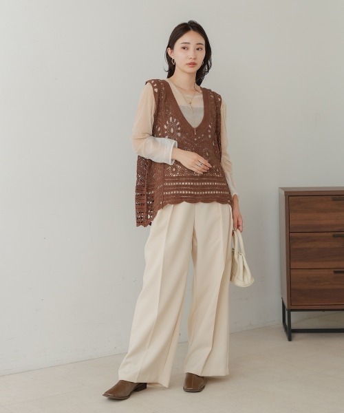 BAB ベスト ジレ クロシェ編みベスト レディース : ZOZOTOWN