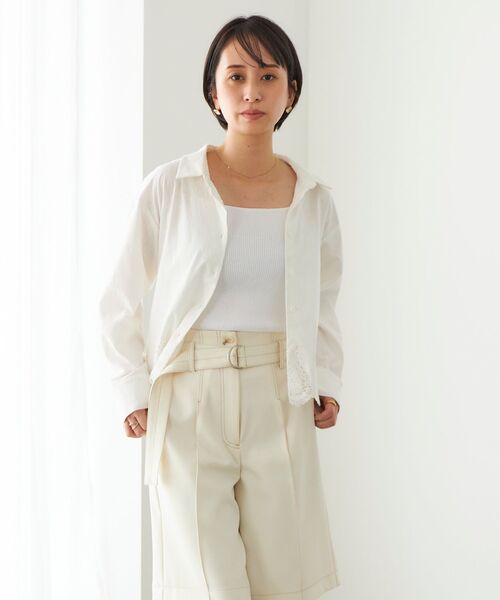 STRATA ブラウス シャツ エンブロイダリースカラップシャツ 「低