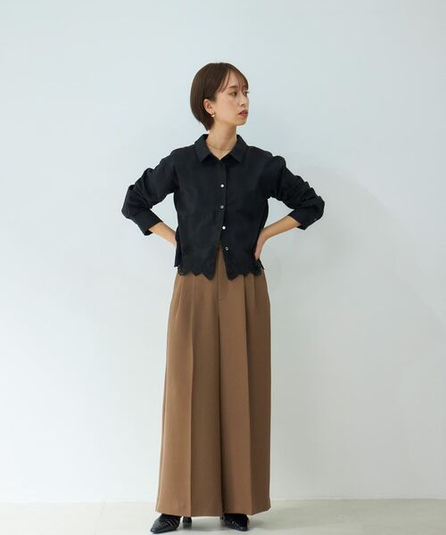 STRATA ブラウス シャツ エンブロイダリースカラップシャツ 「低