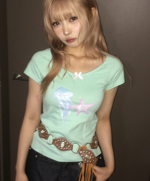 tシャツ A'GEM/9 × .kom 「SETSETSET/セットセットセット」 JELLY ＆ STAR T SHIRT/ジェリー ＆ スター T