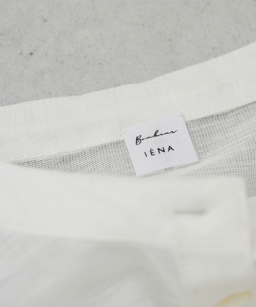 IENA ブラウス シャツ B. リネン混シアーブラウス レディース