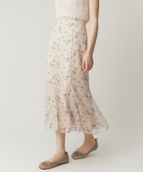 DEICY（デイシー） ロング スカート シアーシフォンフラワースカート