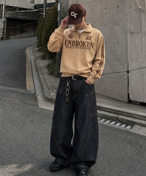 SPINNS（スピンズ） ワイドパンツ ジーンズ デニムワイドバルーン