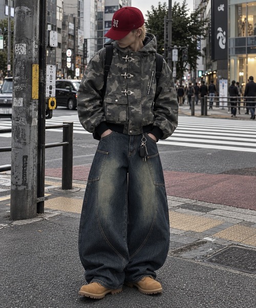 SPINNS（スピンズ） ワイドパンツ ジーンズ デニムワイドバルーン