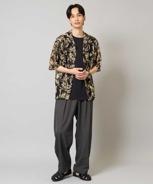 ⭐️出品 a.v.v シャツ 「洗濯機で洗える」メッシュニットダークフラワー