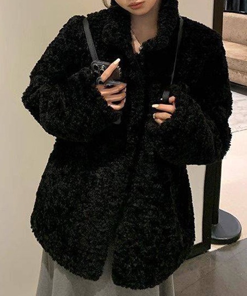 c.u.l コート アウター ミドル丈 ボリューム フェイクファーコート