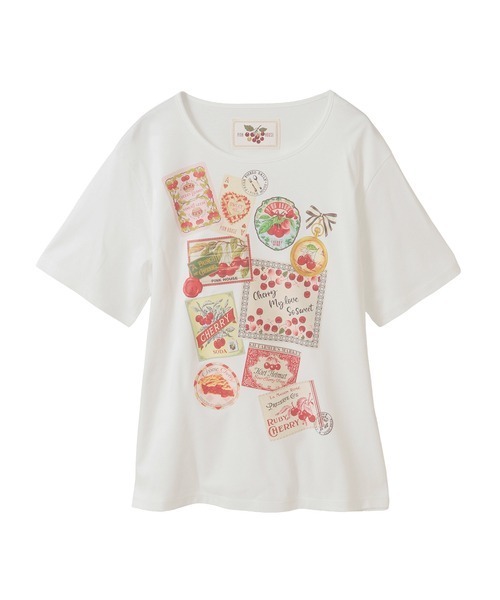 tシャツ チェリープリントカットソー レディース