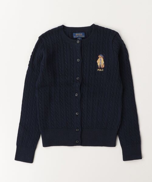 POLO RALPH LAUREN ネイビー カーディガン M キッズ8-10 ボーイズ 8才～20才)コットン Vネック カーディガン （カーディガン
