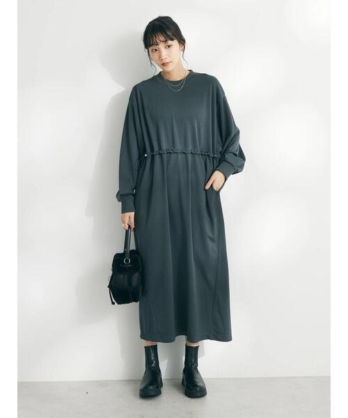 「CRAFT STANDARD BOUTIQUE」 長袖ワンピース FREE チャコールグレー レディース_画像2
