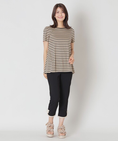 tシャツ バックリボン ボーダーチュニック レディース TO BE CHIC tシャツ バックリボン ボーダーチュニック