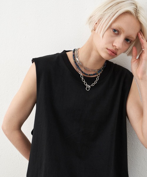 「AIVER」 ノースリーブトップス LARGE イエロー メンズ
