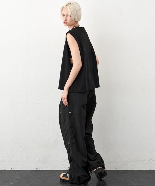 「AIVER」 ノースリーブトップス LARGE イエロー メンズ