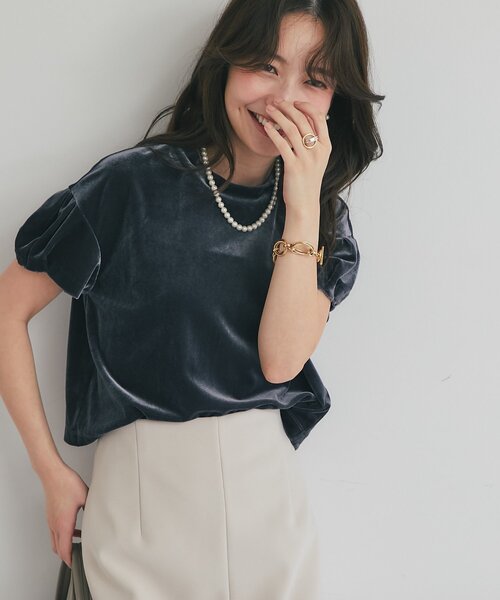 tシャツ 「着回し力抜群」ベロアチューリップトップス レディース