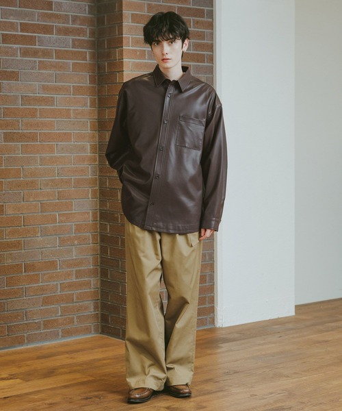 新品未使用　RETRO GRADE】シープビッグシャツ RAGEBLUE（レイジブルー） シャツ シンセティックレザー/ビッグシャツ